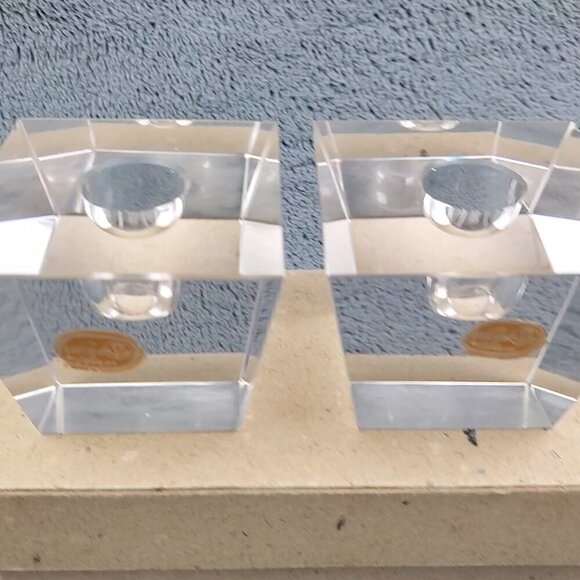 Bohemia Glass MCM VTG Czechoslovakia Crystal Candle Stick Holders Pair Orig. Box - Picture 11 of 17